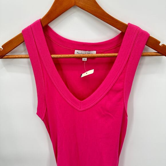 MICHAEL STARS NWT Ultra Rib Lori V Neck Midi Bodcon Dress // XS - Picture 3 of 9